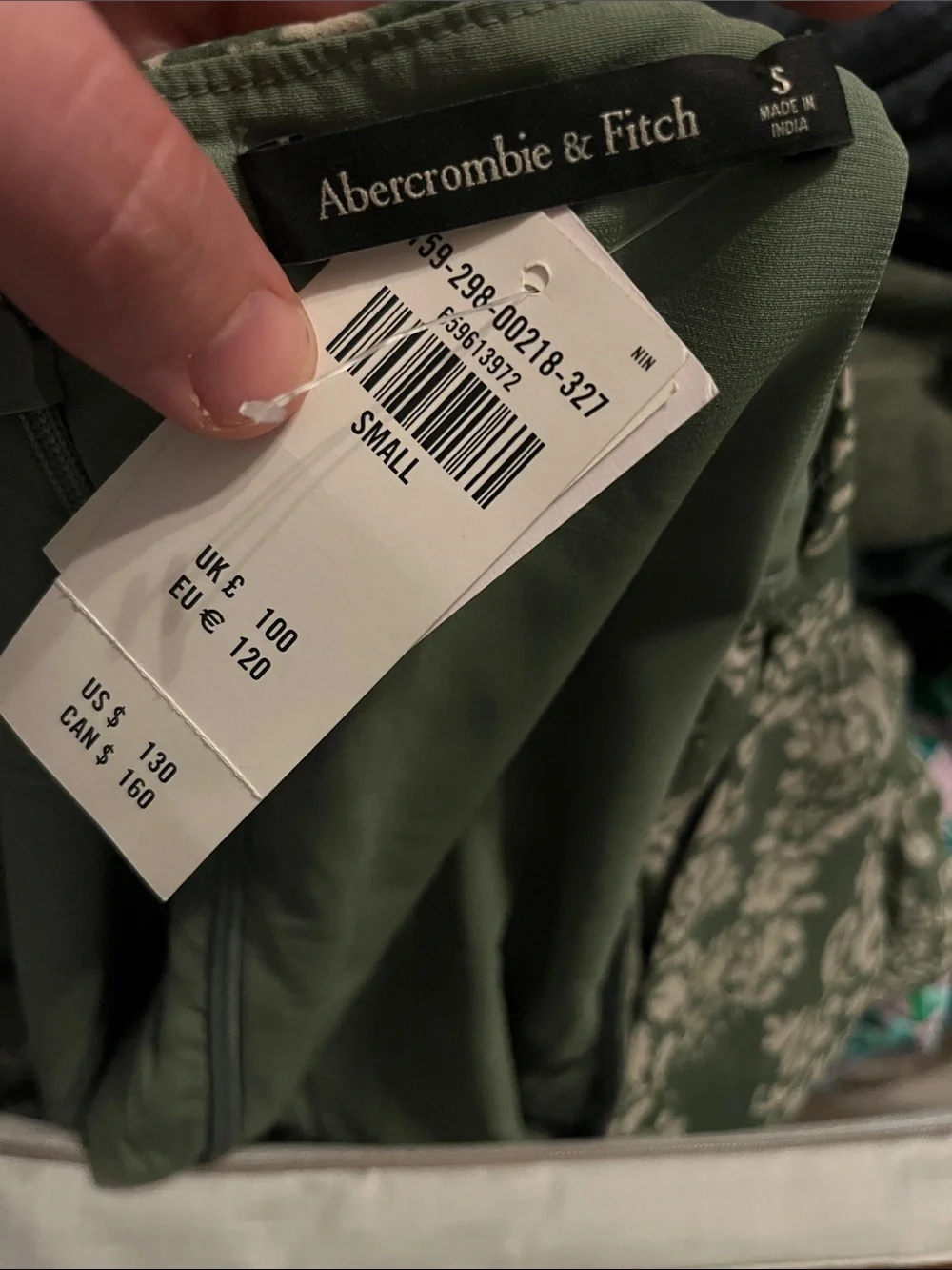 Abercrombie & Fitch Green Sage Cream Ruffle Sleeve Slip Maxi Dress- S